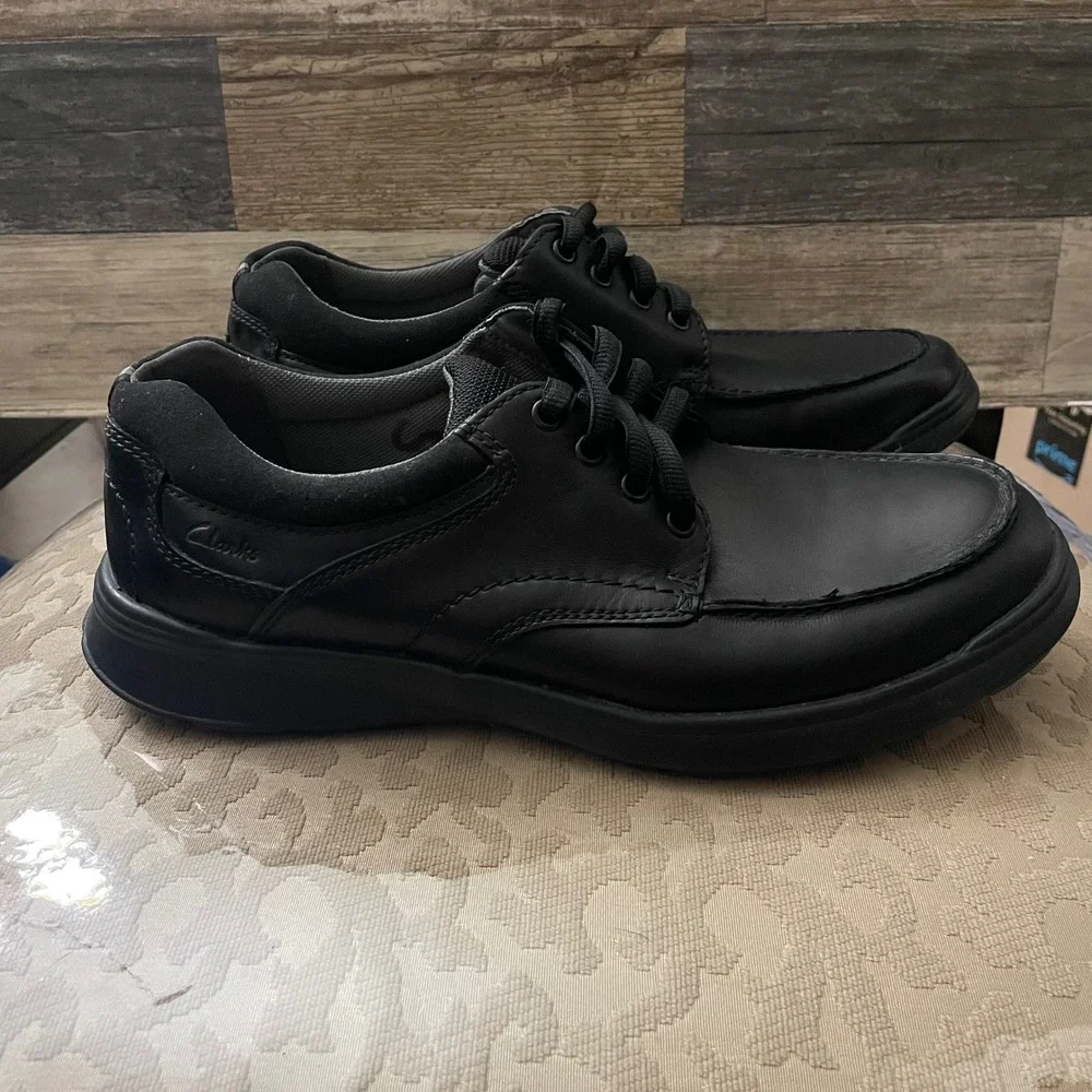 Clarks Collection Mens Tilden Walk Black Leather Oxford Shoes Size 11 Wide W